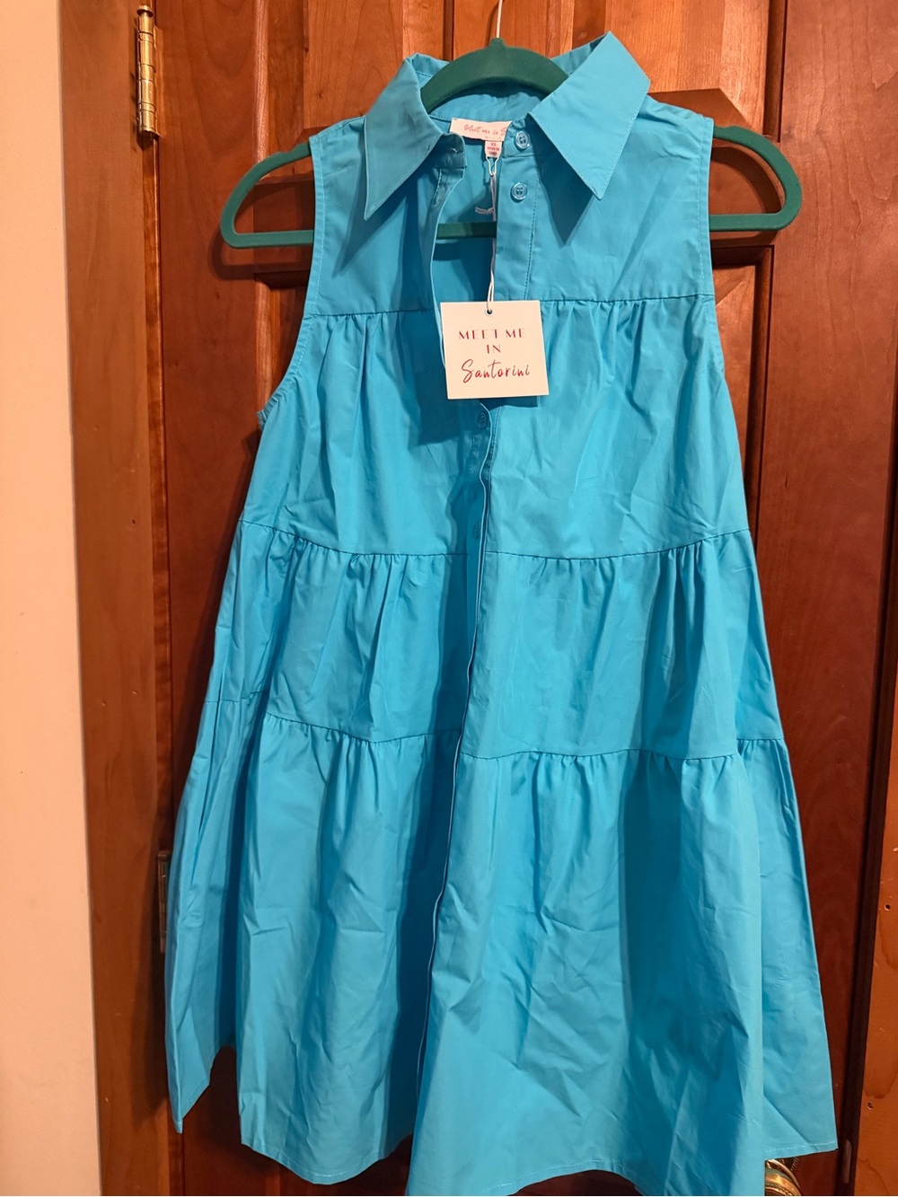 Sleeveless Tiered Midi Dress in Bright Turquoise - Meet Me in Santorini